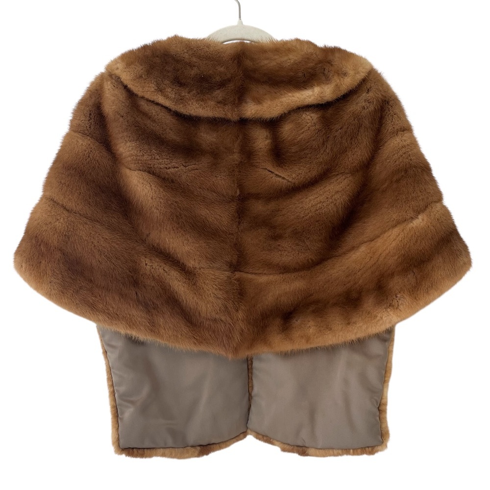 Vintage 1960s EMBA Autumn Haze Mink Fur Stole Capelet Natural Brown Wrap - Picture 5 of 14